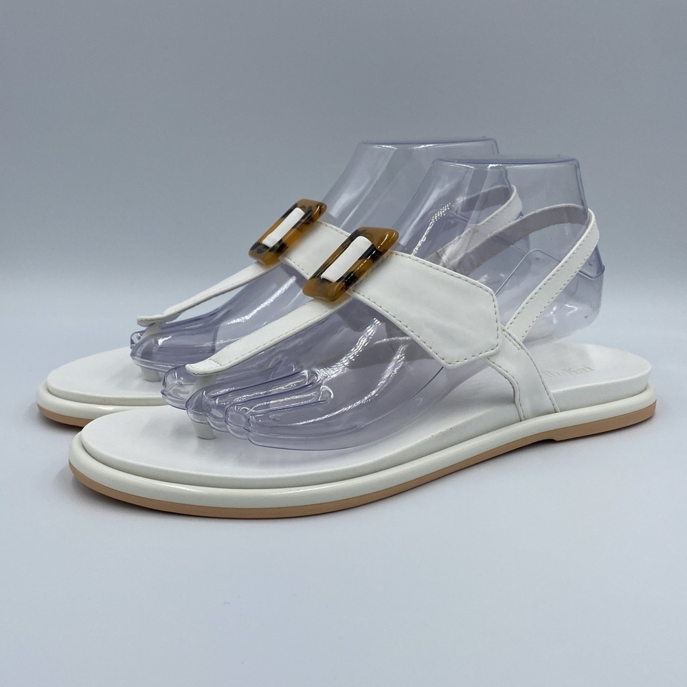 OluKai La'i T-Bar Women's 9 White Sand Leather Sandals T-Strap 20510-4R4R